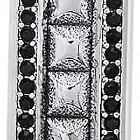 Lab Created Men's stainless steel and simulated black diamonds long bar studded pendant