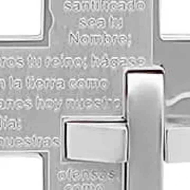 Men's stainless steel padre nuestro double layered cross pendant