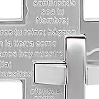 Men's stainless steel padre nuestro double layered cross pendant