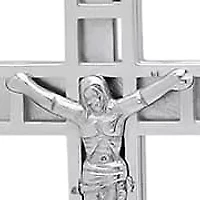 Men's stainless steel mini crucifix pendant with flat curb chain