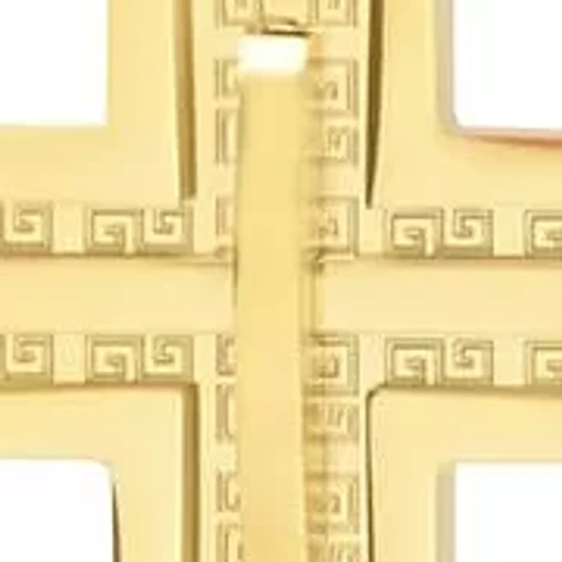 18k gold plated stainless steel Greek key inlay cross pendant