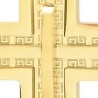 18k gold plated stainless steel Greek key inlay cross pendant