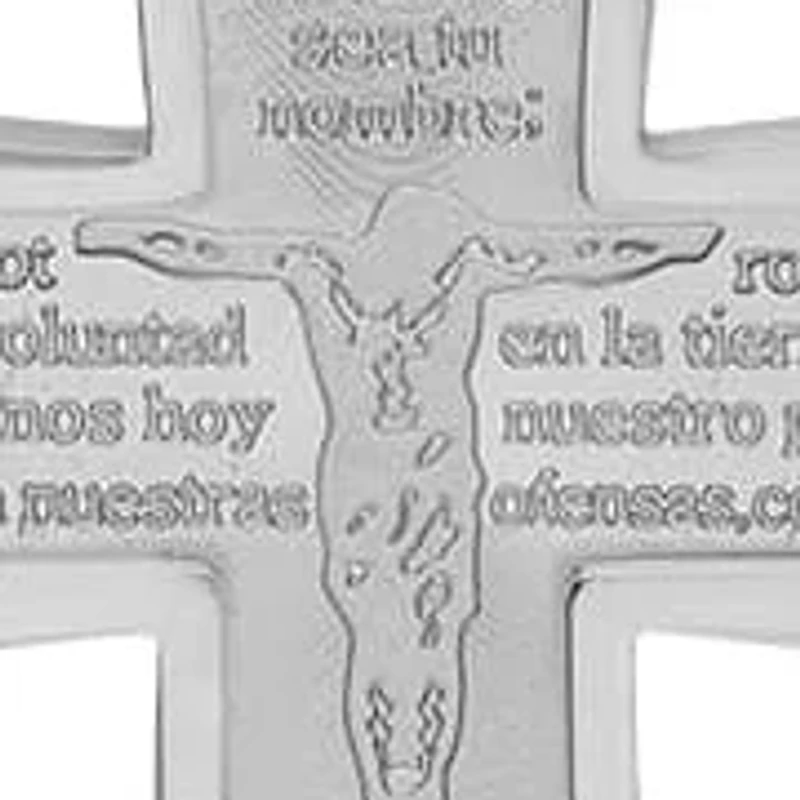 Men's stainless steel padre nuestro prayer crucifix pendant