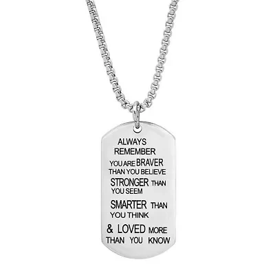 Men's stainless steel ALWAYS REMEMBER dog tag pendant