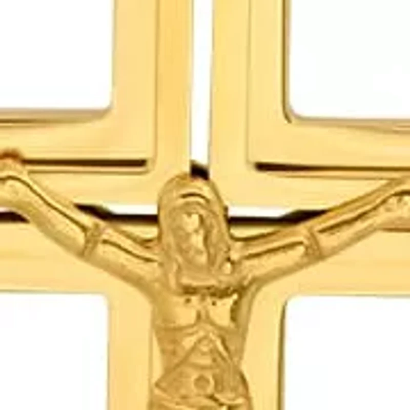 Men's 18k gold plated stainless steel crucifix pendant