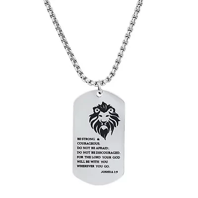 Men's stainless steel "Be strong…." dog tag pendant