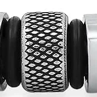 Men's black braided leather and stainless steel beads bracelet