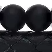 Men's black braided leather/stainless steel and lava beaded double layered bracelet