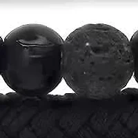 Men's black layered leather/black ip stainless steel and black beads bracelet