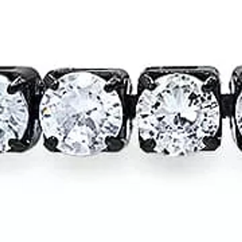 Lab Created Unisex black ip brass simulated white diamonds tennis bracelet