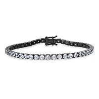 Lab Created Unisex black ip brass simulated white diamonds tennis bracelet