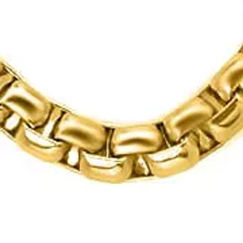 Men's 18k gold plated stainless steel thick round box link necklace