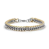 Men's stainless steel and 18k gold plated Cuban chain link bracelet