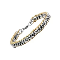 Men's stainless steel and 18k gold plated Cuban chain link bracelet