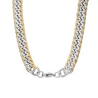 Men's stainless steel and 18k gold plated Cuban link chain necklace