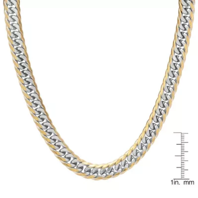 Men's stainless steel and 18k gold plated Cuban link chain necklace