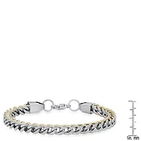 Men's two tone stainless steel and 18k gold plated wheat link bracelet