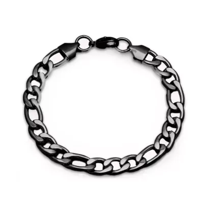 Men's Black IP stainless steel Franco chain bracelet
