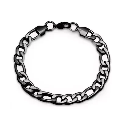Men's Black IP stainless steel Franco chain bracelet