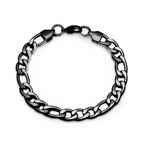 Men's Black IP stainless steel Franco chain bracelet