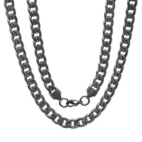Men's black ip stainless steel cuban chain necklace