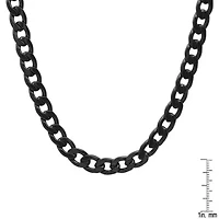 Men's black ip stainless steel cuban chain necklace