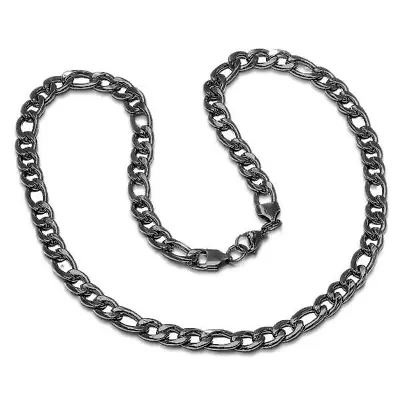Men's Black IP stainless steel Franco chain necklace