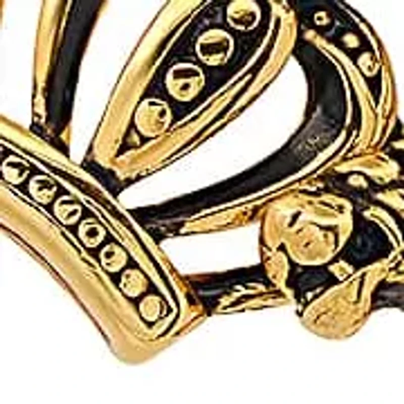Men's 18k gold plated stainless steel tiger and crown pendant