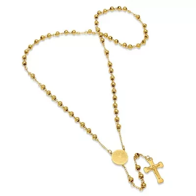 18k gold plated stainless steel padre nuestro prayer rosary necklace