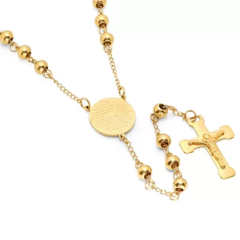 18k gold plated stainless steel padre nuestro prayer rosary necklace