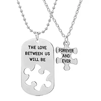 Men's stainless steel "The Love betwee….." puzzle pendants