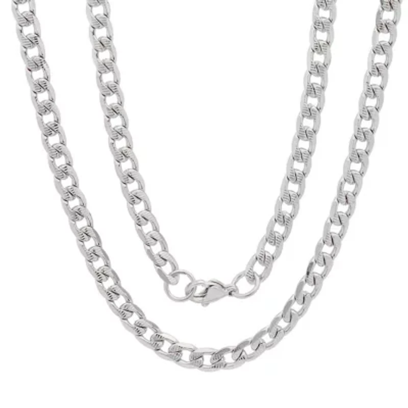 Men's stainless steel accented 6mm Cuban chain link necklace