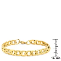 Men's 18k gold plated stainless steel flat curb necklace and bracelet set