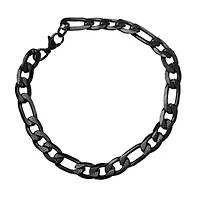 Men's black ip stainless stseel figaro chain bracelet
