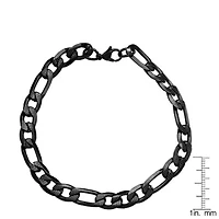 Men's black ip stainless stseel figaro chain bracelet