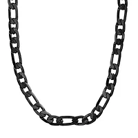 Men's black ip stainless stseel figaro chain necklace