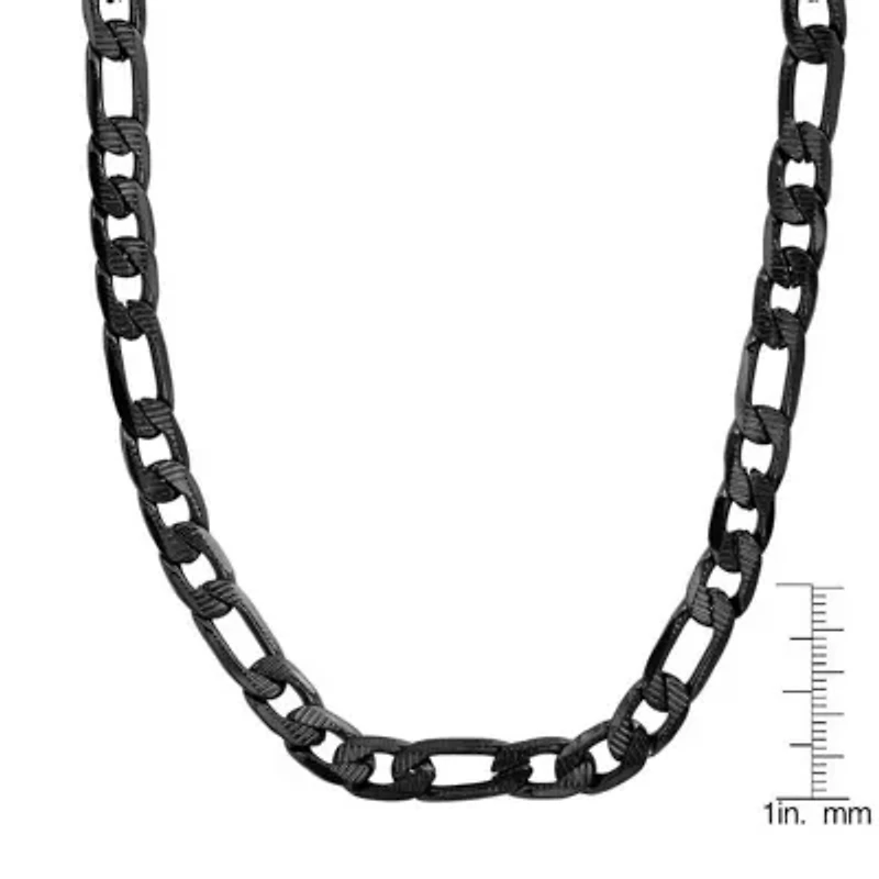 Men's black ip stainless stseel figaro chain necklace