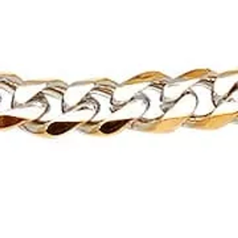 Men's two tone stainless steel and 18k gold plated cuban link chain necklace