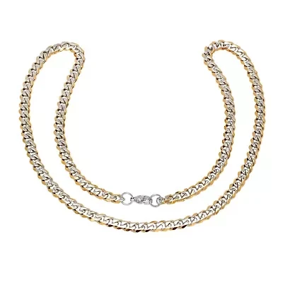 Men's two tone stainless steel and 18k gold plated cuban link chain necklace