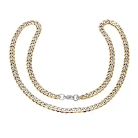 Men's two tone stainless steel and 18k gold plated cuban link chain necklace