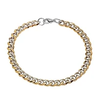 Men's two tone 18k gold plated and stainless steel cuban link bracelet