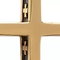 Men's 18k gold plated stainless steel and black ip cross pendant
