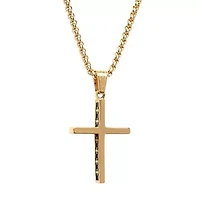 Men's 18k gold plated stainless steel and black ip cross pendant