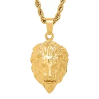 Men's 18k gold plated stainless steel lion's head pendant