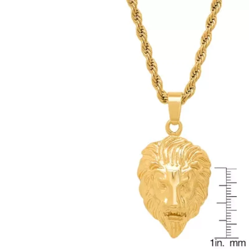 Men's 18k gold plated stainless steel lion's head pendant