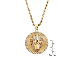 Men's 18k gold plated stainless steel lion head pendant on rope chain