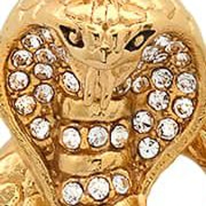 Lab Created Men's 18k gold plated stainless steel and simulated diamonds cobra pendant