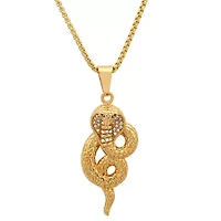 Lab Created Men's 18k gold plated stainless steel and simulated diamonds cobra pendant