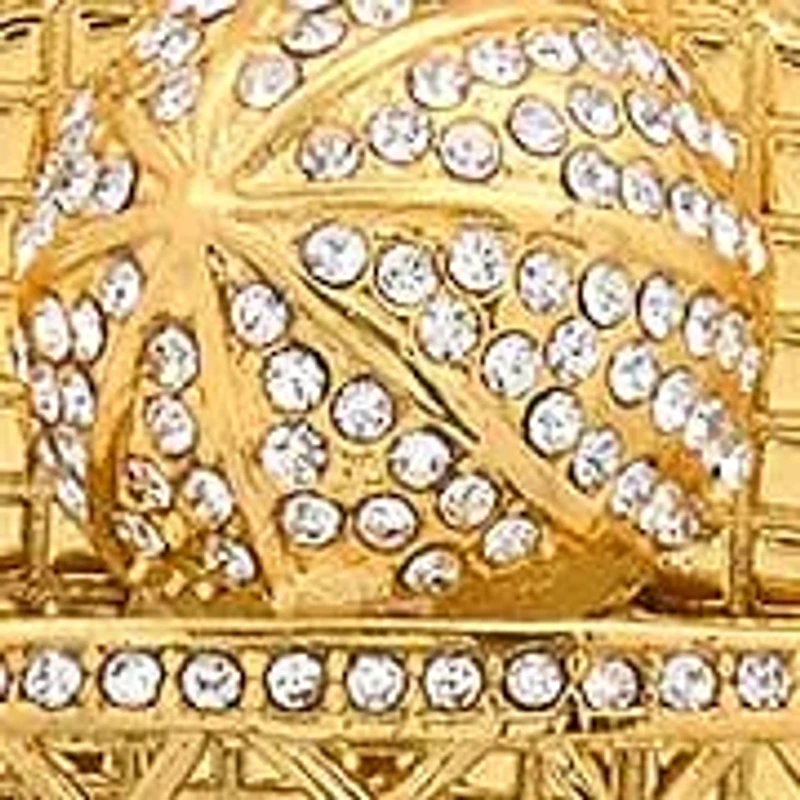 Lab Created Men's 18k gold plated stainless steel and simualated diamonds round basketball pendant