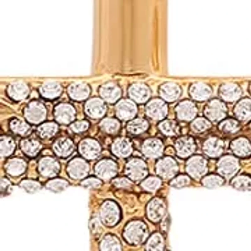 Lab Created Men's 18k gold plated stainless steel simulated diamond nail style cross pendant